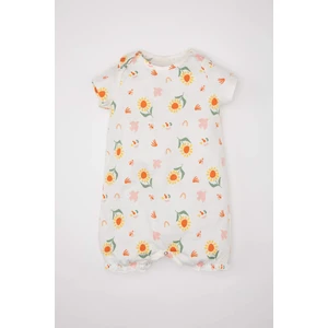 Kız Bebek Yenidoğan Çiçekli Penye Kısa Kollu Tulum C8770A524SM