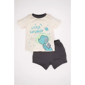 Erkek Bebek Karanlıkta Parlayan Baskılı Kısa Kollu Şortlu Penye Pijama Takımı C5198A524HS
