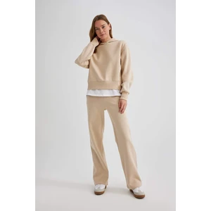 Straight Fit Beli Lastikli Eşofman Altı Cepli Yüksek Bel Kalın Basic Düz B8571AX24SP