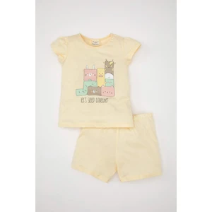 Kız Bebek Baskılı Kısa Kollu Şortlu Penye Pijama Takımı C5069A524HS