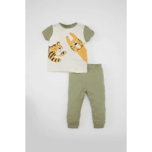 Erkek Bebek Pijama Takımı Kaplan Baskılı Penye Kısa Kollu Üst Beli Lastikli Uzun Alt C0732A524SM
