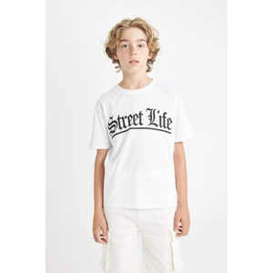 Erkek Çocuk Bisiklet Yaka Baskılı Kısa Kollu Tişört