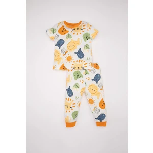 Erkek Bebek Pijama Takımı Safari Desenli Penye Kısa Kollu Üst Uzun Alt C1991A524SP