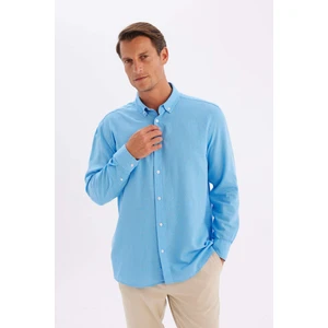 Relax Fit Polo Yaka Kısa Kollu Keten Karışımlı Pamuklu Uzun Kollu Gömlek C1106AX24SM