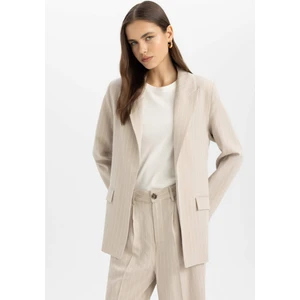 Oversize Geniş Kalıp Ceket Yaka Keten Karışımlı Blazer Ceket C6243AX24SM