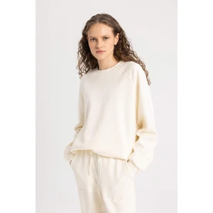 Oversize Geniş Kalıp Bisiklet Yaka Basic Düz Kalın Sweatshirt V2697AZ24SP