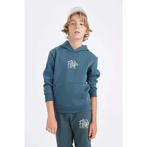 Erkek Çocuk Yazı Baskılı Cepli Kapüşonlu Okul Sweatshirt C7560A824AU