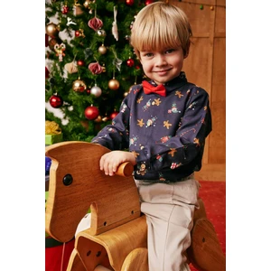 Erkek Bebek Yılbaşı Temalı Papyonlu Twill Uzun Kollu Gömlek A8276A523WN
