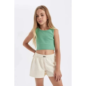 Kız Çocuk Bisiklet Yaka Basic Düz Atlet D4565A824HS