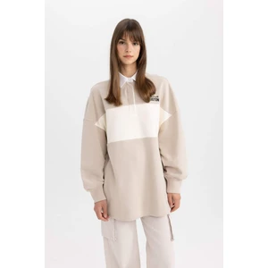 Regular Fit Gömlek Yaka Baskılı Sweatshirt Tunik C3851AX24SP