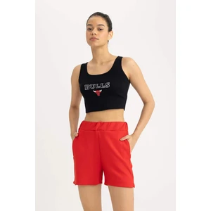 DeFactoFit NBA Chicago Bulls Crop Bisiklet Yaka Atlet B9961AX24SM