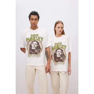 Unisex Bob Marley One Love Oversize Geniş Kalıp Bisiklet Yaka Kısa Kollu Tişört C5039AX24SM