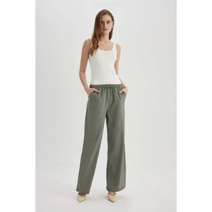 Pantolon Wide Leg Geniş Bol Paça Yüksek Bel Cepli Bağcıklı Basic Düz Standart Boy C6596AX24SP