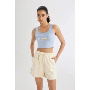 DeFactoFit NBA Los Angeles Lakers Crop Bisiklet Yaka Ribana Atlet C4914AX24SM