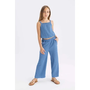 Kız Çocuk Wide Leg Geniş Bol Paça Beli Lastikli Bürümcük Pantolon C5372A824SM