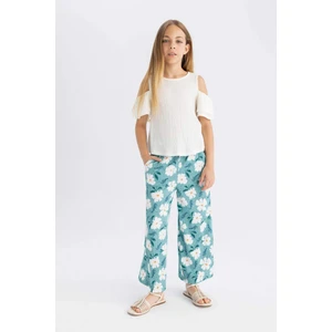 Kız Çocuk Wide Leg Geniş Paça Çiçekli Bürümcük Pantolon C5373A824SM