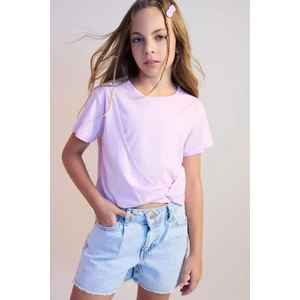 Kız Çocuk Relax Fit Bisiklet Yaka Kısa Kollu Tişört C9775A824HS