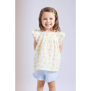 Kız Bebek Bisiklet Yaka Çiçekli Keten Görünümlü Kolsuz Bluz C3745A524SM