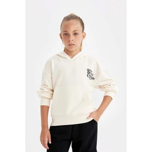 Kız Çocuk Cepli Kapüşonlu Baskılı Okul Sweatshirt C7764A824AU
