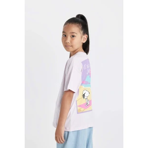 Kız Çocuk Snoopy Relax Fit Bisiklet Yaka Kısa Kollu Tişört C4841A824SM