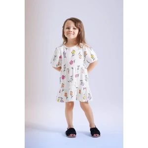 Kız Bebek Çiçekli Kısa Kollu Waffle Elbise C4492A524SM
