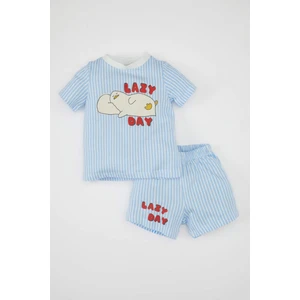 Erkek Bebek Pijama Takımı Penye Çizgili Kısa Kollu Üst Şort C5192A524HS