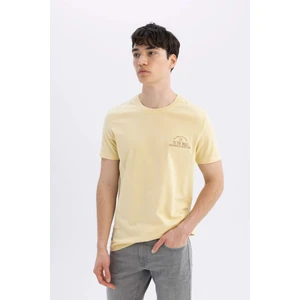 Slim Fit Dar Kesim Bisiklet Yaka Baskılı Kısa Kollu Tişört C3945AX24SM