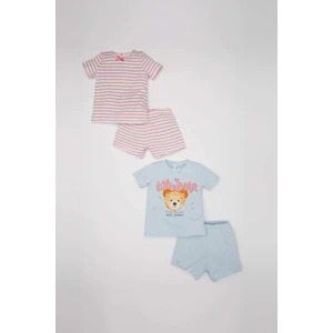 Kız Bebek 4'lü Pijama Takımı Baskılı Kısa Kollu Penye Üst Şort C3485A524HS
