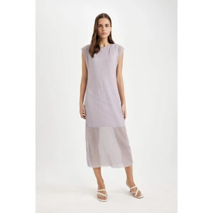 Bodycon Yuvarlak Yaka Yarasa Kollu Maxi Elbise C8293AX24SM