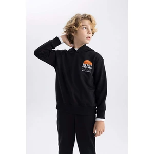 Erkek Çocuk Baskılı Kapüşonlu Kalın Sweatshirt B8996A823CW