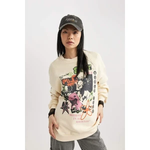 Coool Oversize Fit Geniş Kalıp Bisiklet Yaka Sırt Baskılı Kalın Kumaş Sweatshirt B8652AX23WN