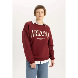 Relax Fit Bisiklet Yaka Üniversite Baskılı Kalın Kumaş Sweatshirt C1927AX23WN