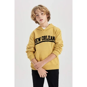 Erkek Çocuk Baskılı Kapüşonlu Kalın Sweatshirt B9000A823CW