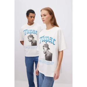 Unisex Coool Tupac Shakur Oversize Geniş Kalıp Bisiklet Yaka Kısa Kollu Tişört C3801AX24SM