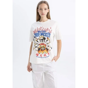 Unisex Coool Disney Mickey & Minnie Oversize Bisiklet Yaka Kısa Kollu Tişört C3786AX24SM