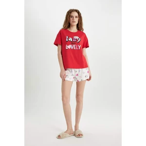 Fall in Love Pijama Takımı Regular Fit Baskılı Kısa Kollu Üst Şort C0770AX24SM