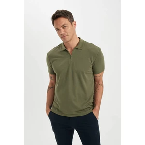 New Regular Fit Fermuarlı Kısa Kollu Basic Düz Polo Tişört C5586AX24SM