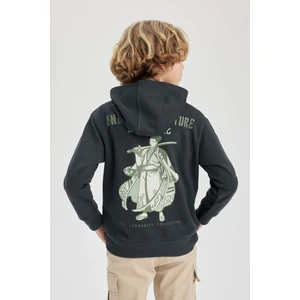 Erkek Çocuk Sırt Baskılı Kapüşonlu Sweatshirt B9015A823CW
