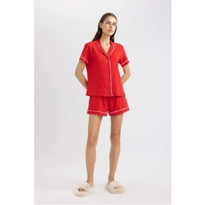 Pijama Takım Regular Fit Kısa Kollu Üst Şort-Fall in Love B8679AX24SM