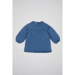 Kız Bebek Uzun Kollu Jean Elbise B8176A524SP