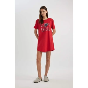 Fall in Love Regular Fit Bisiklet Yaka Baskılı Kısa Kollu Gecelik C1737AX24SM