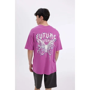 Comfort Regular Fit Rahat Kalıp Bisiklet Yaka Sırt Baskılı Kısa Kollu Tişört