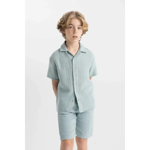 Erkek Çocuk Oversize Geniş Kalıp Polo Yaka Müslin Kısa Kollu Gömlek W3239A624HS