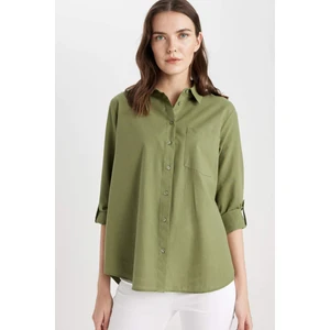 Regular Fit Basic Düz Cepli Uzun Kollu Gömlek W7734AZ24SM
