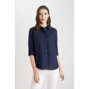 Regular Fit Basic Düz Cepli Uzun Kollu Gömlek W7734AZ24SM