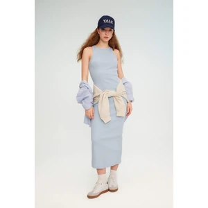 Bodycon Halter Yaka Fitilli Kaşkorse Maxi Kolsuz Elbise A4828AX24SM