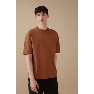 Oversize Geniş Kalıp Bisiklet Yaka Basic Düz Kısa Kollu Tişört B4933AX24SP