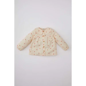Kız Bebek Bebe Yaka Twill Çiçekli Uzun Kollu Gömlek B9734A524SP