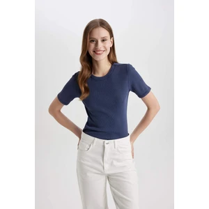 Slim Fit Dar Kesim Bisiklet Yaka Yıkamalı Soluk Efektli Basic Düz Kısa Kollu Tişört C2579AX24SM