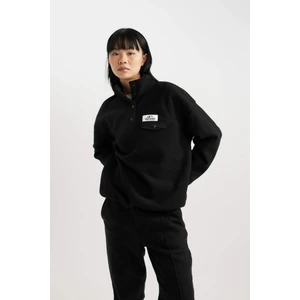 Coool Loose Fit Çıtçıtlı Dik Yaka Kol Ucu Etek Ucu Lastikli Polar Sweatshirt A9852AX23WN
